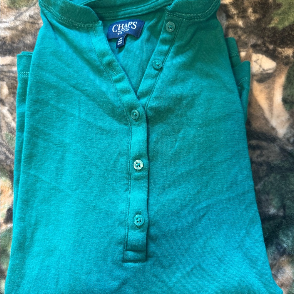 Chaps Emerald Green Henley